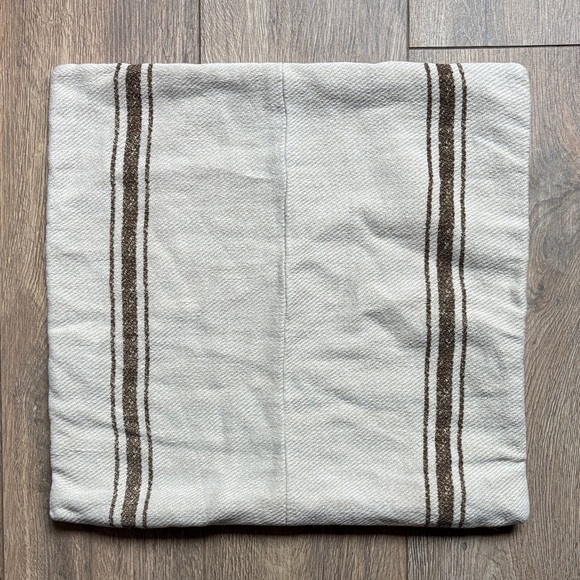 Pottery Barn Linen Cotton 18” square Pillow Sham Cover Neutral French Stripe - Picture 2 of 9
